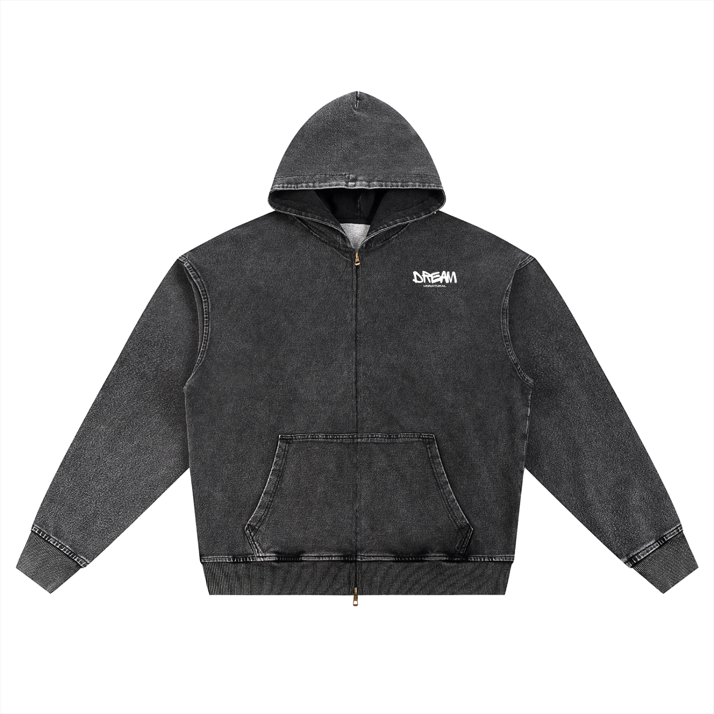 Snow Washed Oversized Zip-Up Hoodie 001