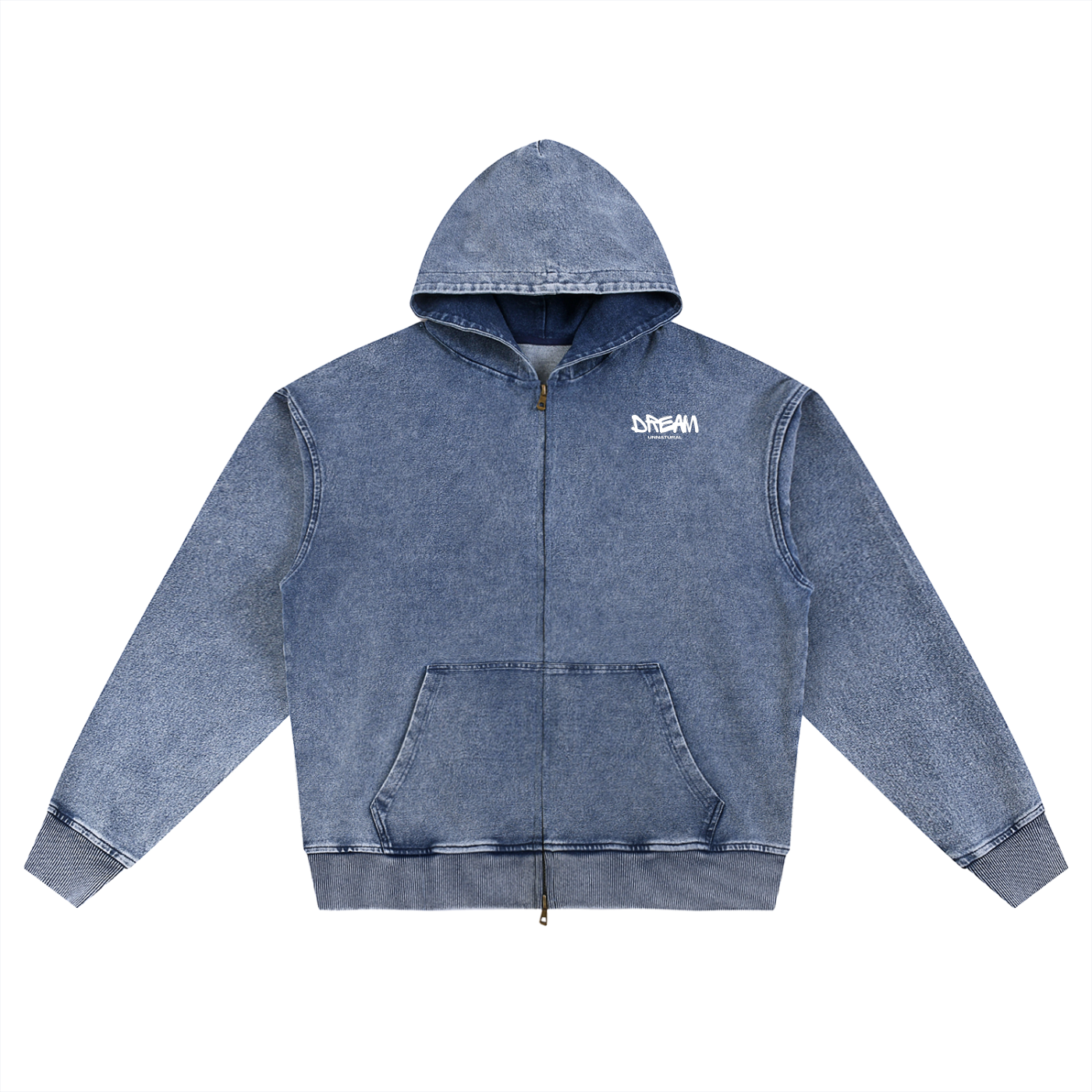 Snow Washed Oversized Zip-Up Hoodie 001