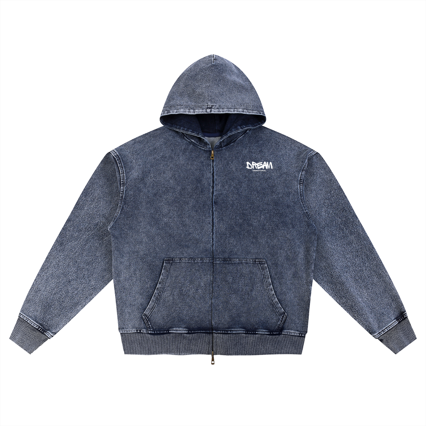 Snow Washed Oversized Zip-Up Hoodie 001